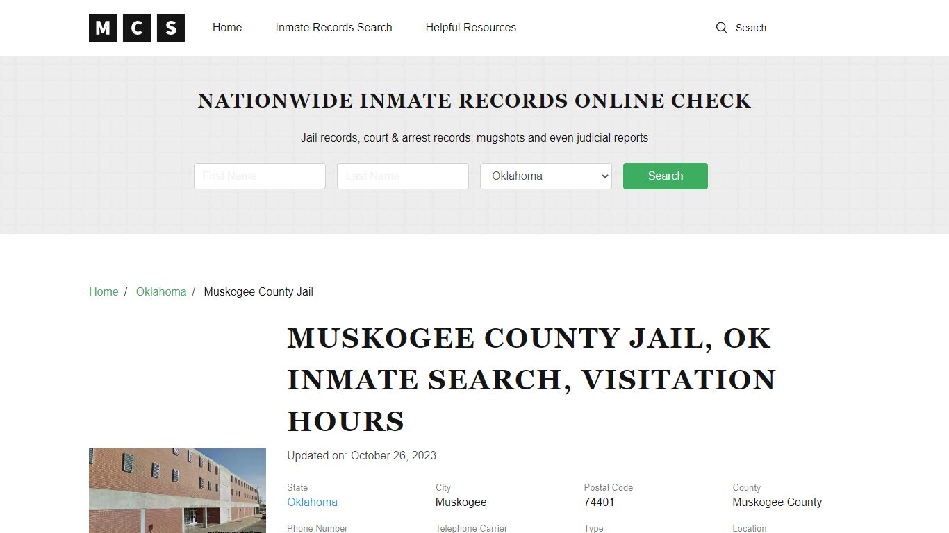 Muskogee County, OK Jail Inmates Search, Visitation Rules