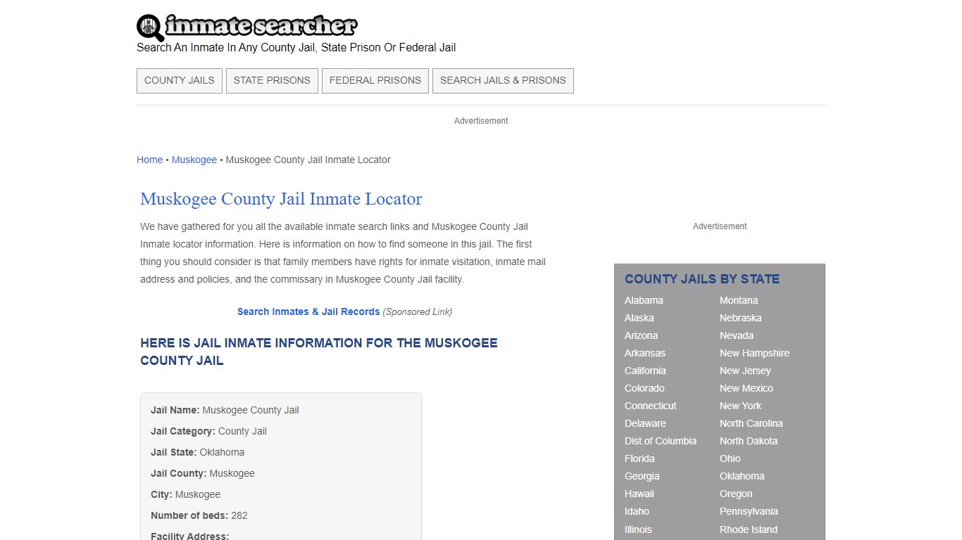 Muskogee County Jail Inmate Locator - Inmate Searcher